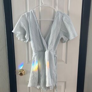 Mi Ami Mint and White Striped Romper